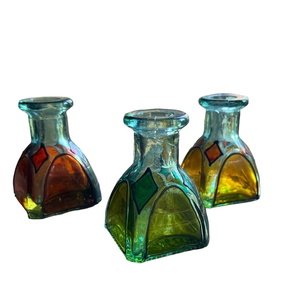 2/$10! Hand painted glass mini vase (comes three in the set)